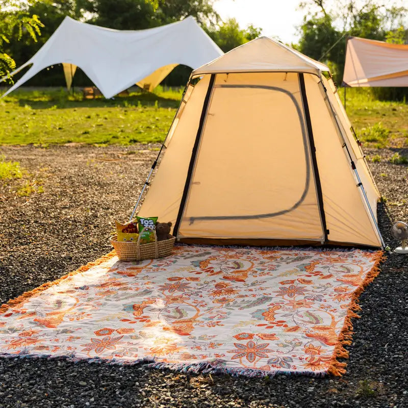 Pătură boho cu model floral | pled decorativ
