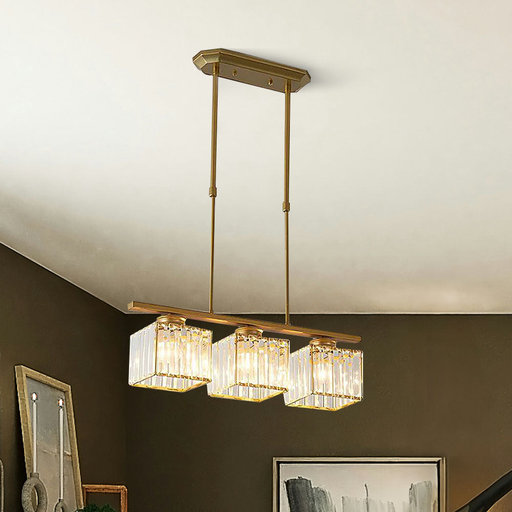 Lampa Wisząca Liniowa 3 Płomienie Szklane Klosze Do Stołu Jadalnianego I Wyspy Kuchennej