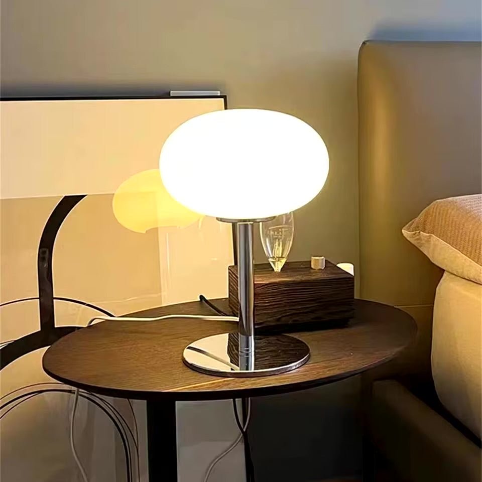 Moderní kulatá stolní lampa s atmosférickým světlem