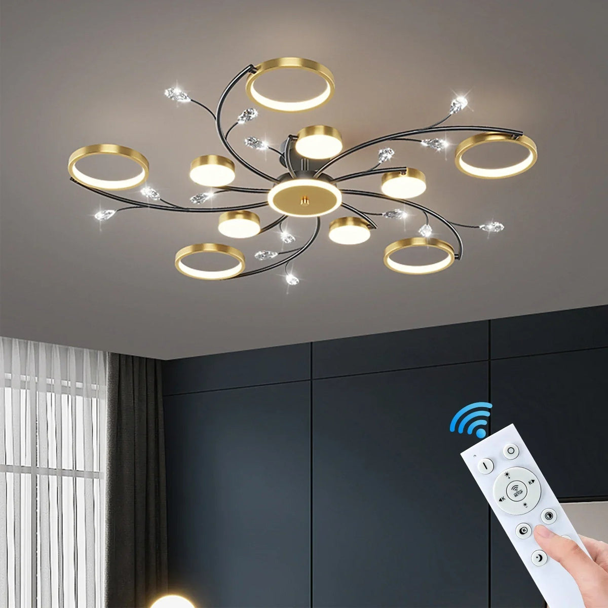 Nowoczesna Lampa Sufitowa LED Zdalnie Ściemniana