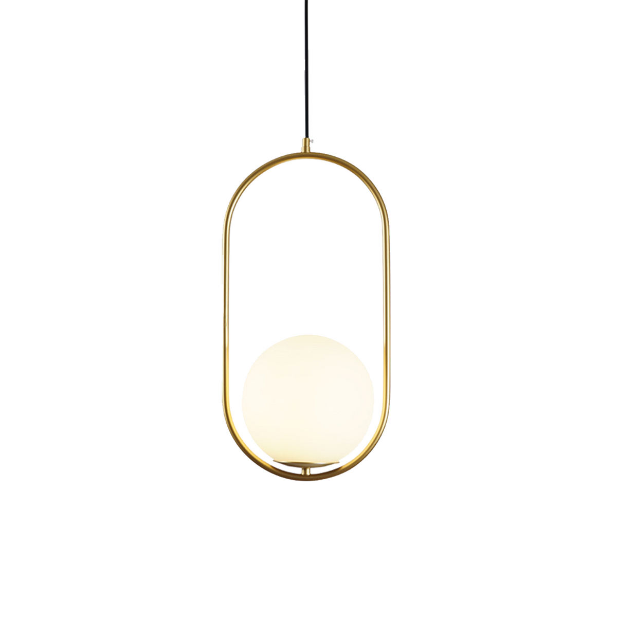 Moderní oválná závěsná LED lampa s kulovým stínidlem