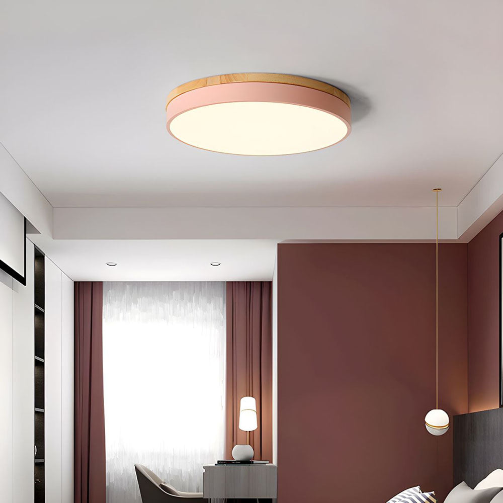 Moderní kulatá stropní LED lampa s přírodním prvkem