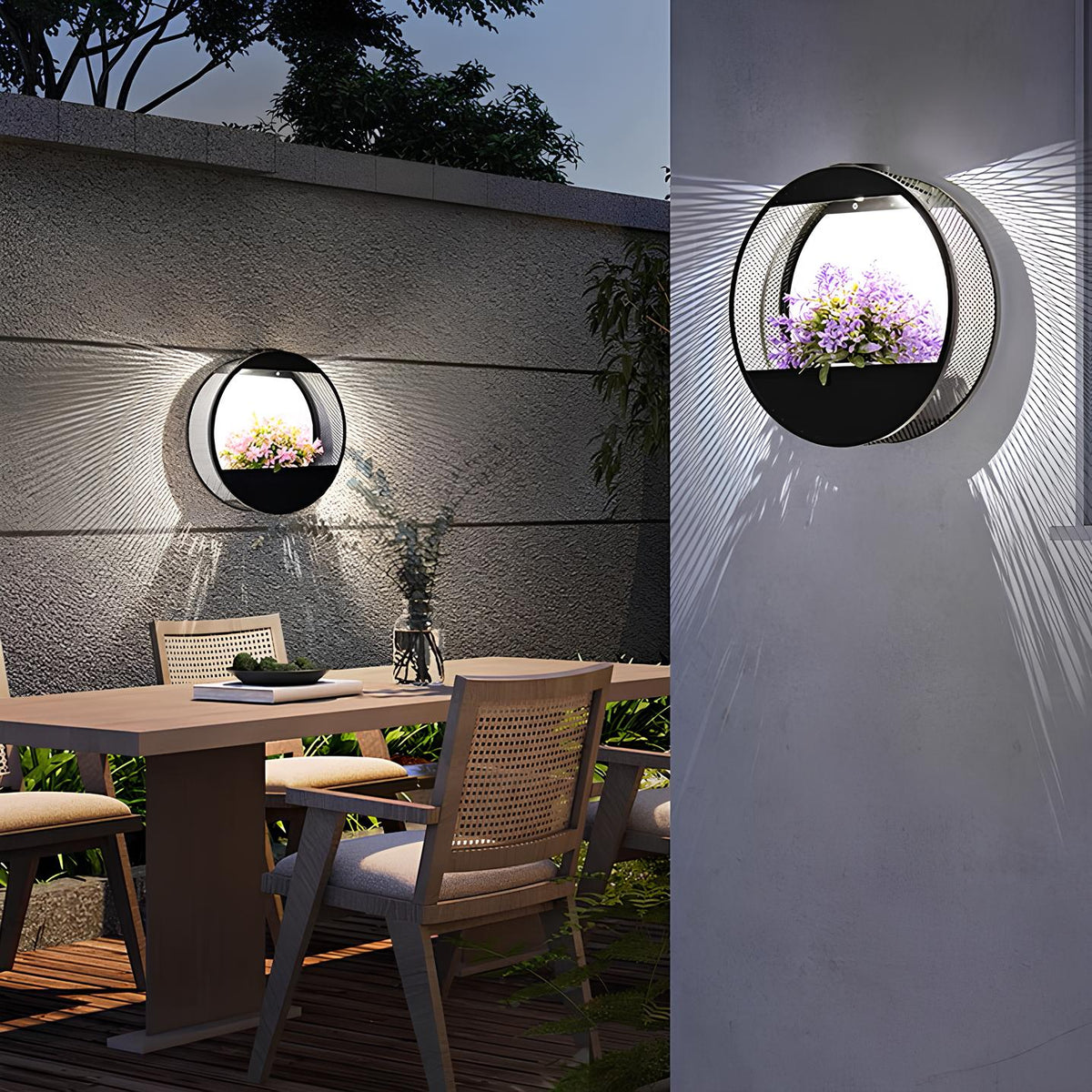 Solarna Donica Ścienna Z Lampą LED