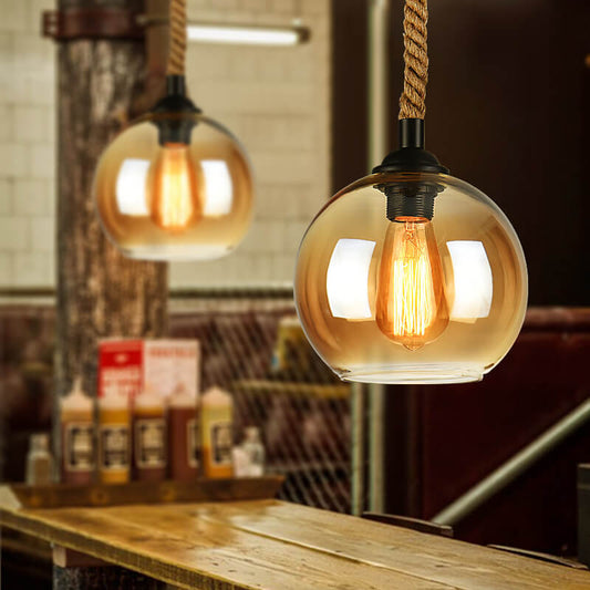 Industrialna Lampa Wisząca Szklana Kula Retro
