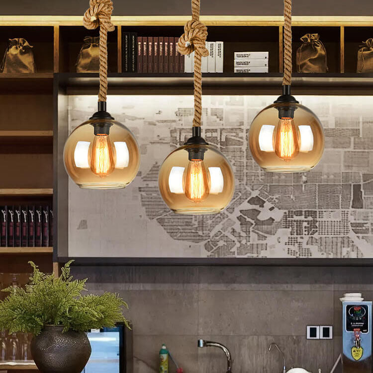 Industrialna Lampa Wisząca Szklana Kula Retro