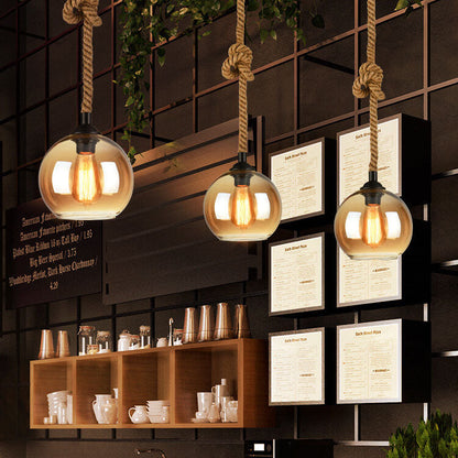 Industrialna Lampa Wisząca Szklana Kula Retro