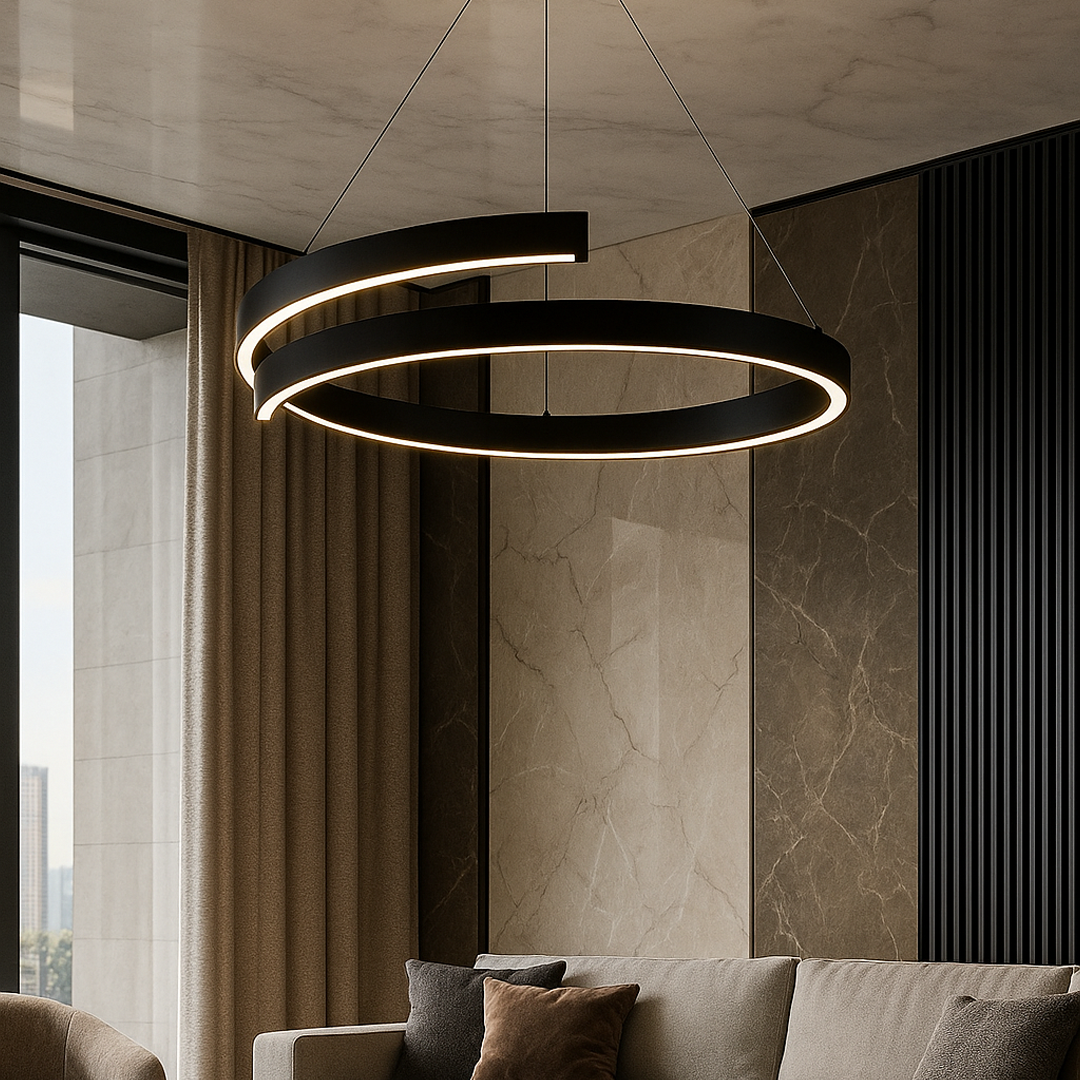 Lampă suspendată LED spiralată, rotundă, cu iluminat modern