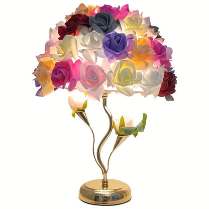 Stolní lampa s květinovým stínidlem