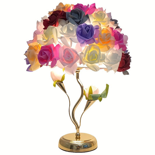 Lampa Stołowa Z Kwiatowym Kloszem