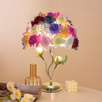 Stolní lampa s květinovým stínidlem