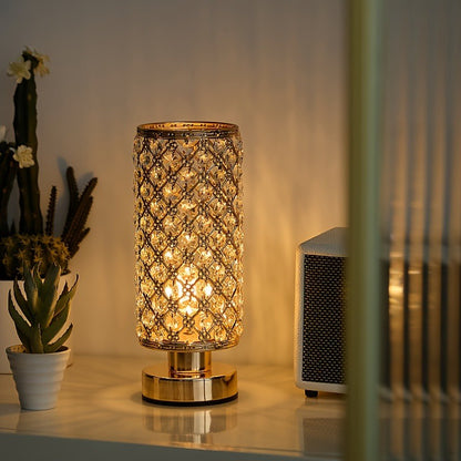 Stolní lampa s válcovou konstrukcí