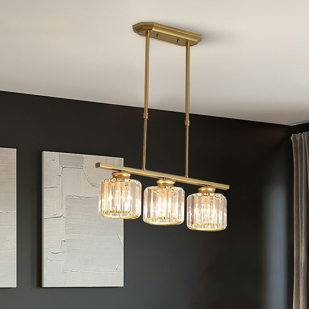 Lampa Wisząca Liniowa 3 Płomienie Szklane Klosze Do Stołu Jadalnianego I Wyspy Kuchennej