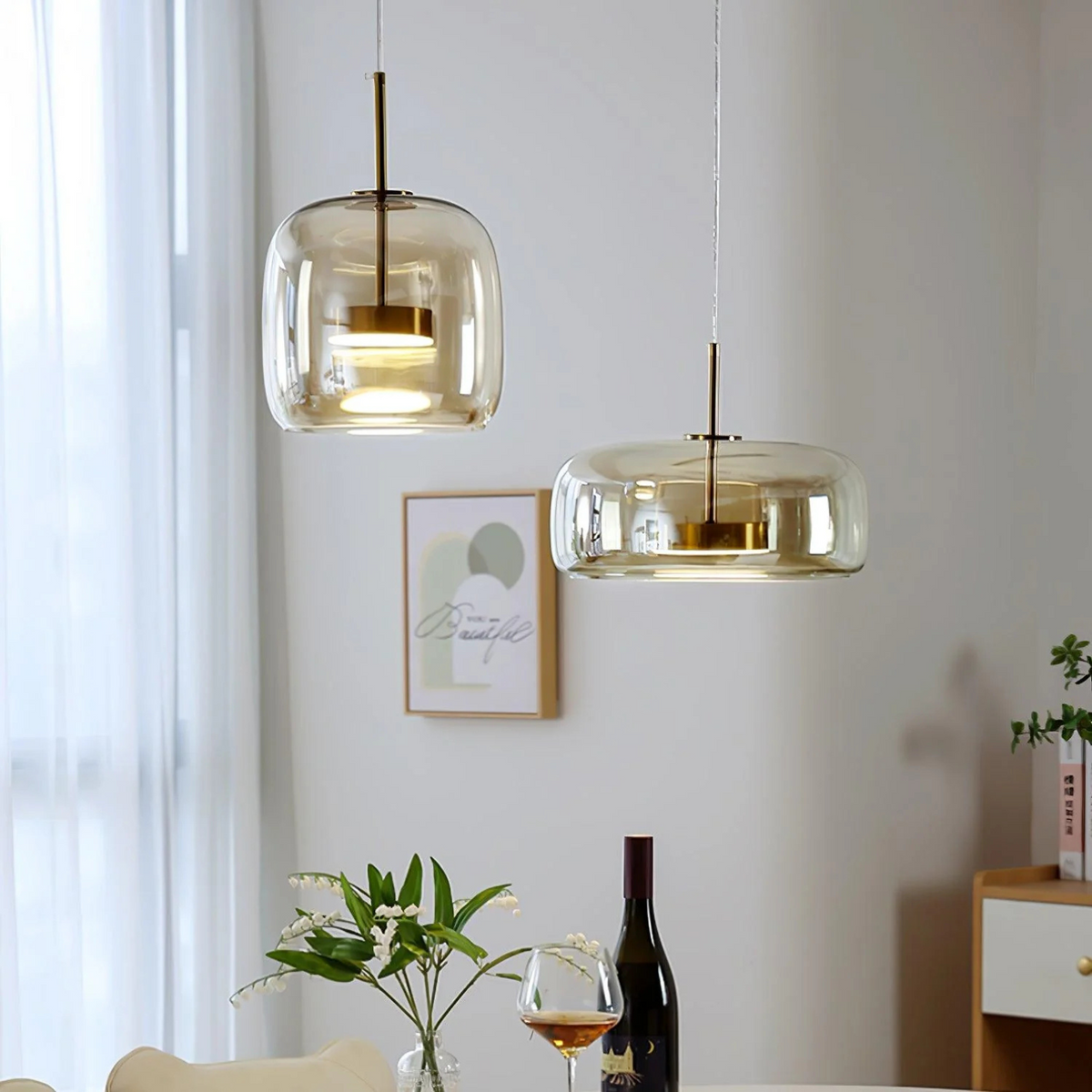 Pendant Light with a Curved Shade