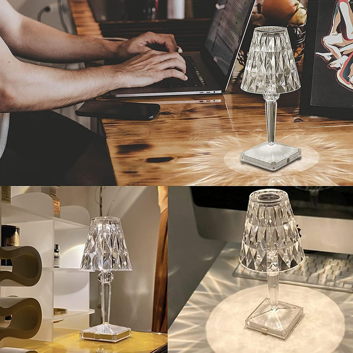 Lampka Stołowa Diamentowa LED Dekoracyjna Do Salonu Do Sypialni