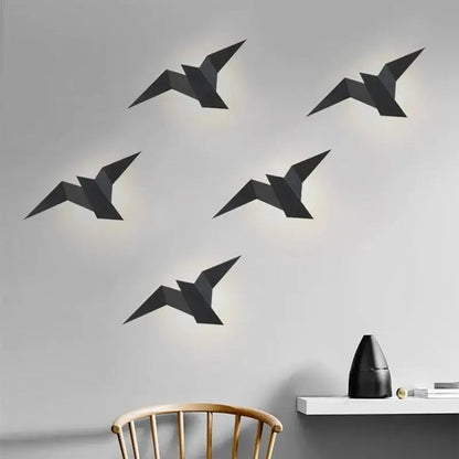 Moderní LED nástěnná lampička ve tvaru ptáka s náladovým osvětlením