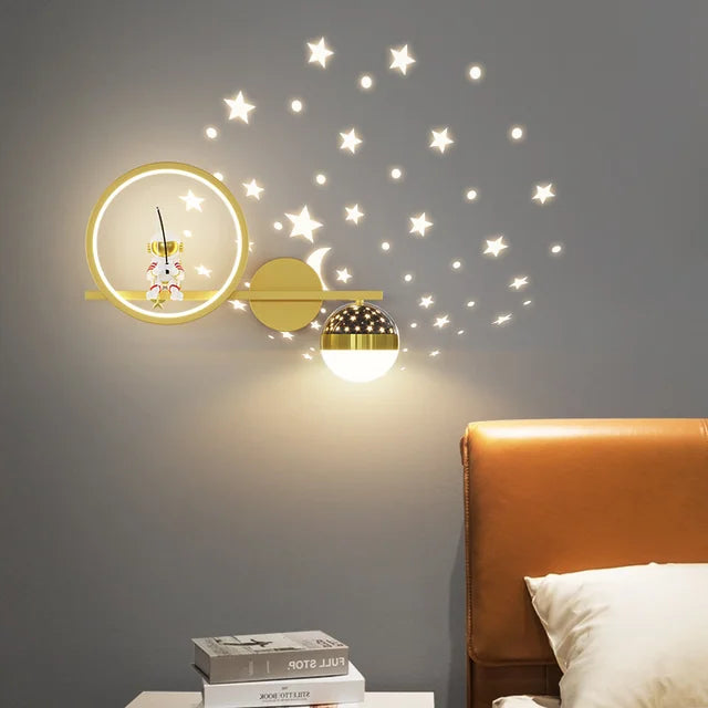 Nocna Lampka Ścienna Projektor Gwiazd Z Księżycem
