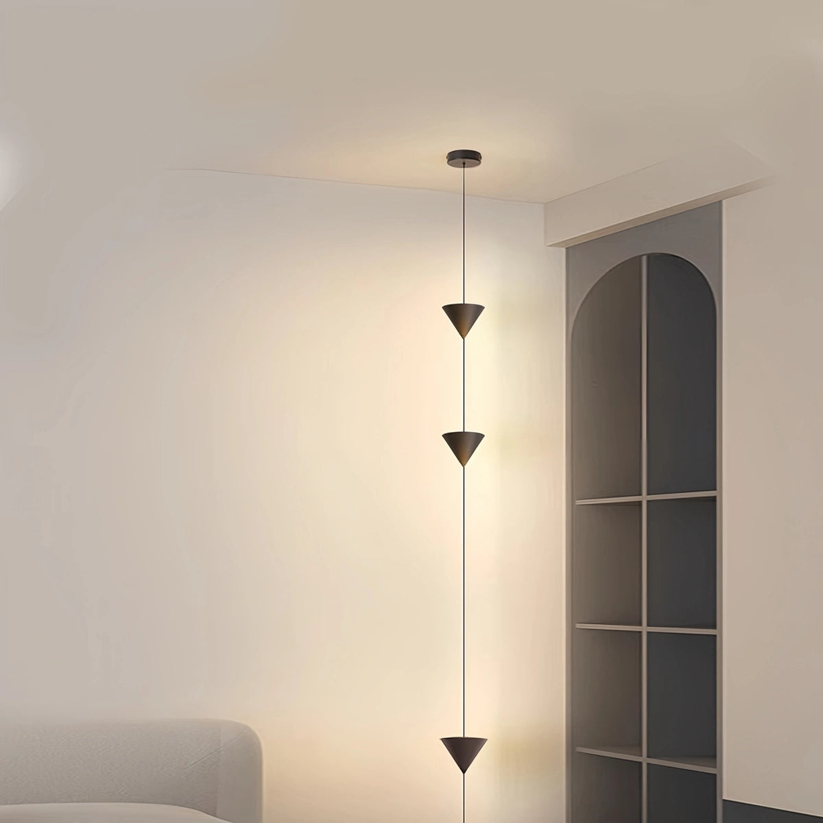 Lampă de podea LED modernă, de la podea la tavan, cu abajur conic