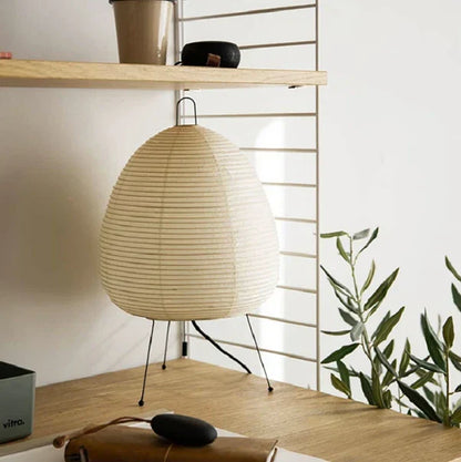 Japonská dekorativní stolní lampa ve stylu Noguchiho s náladovým LED osvětlením