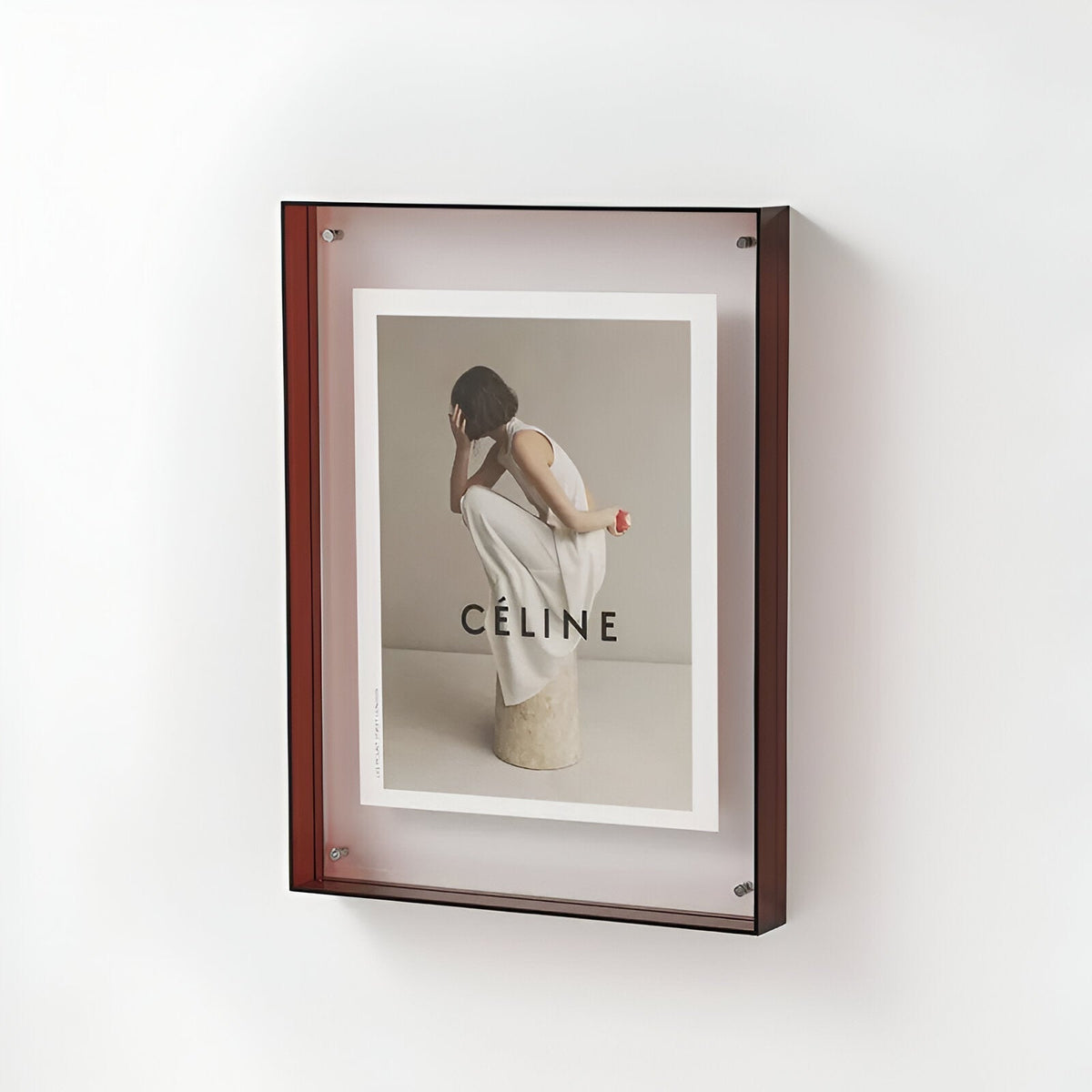 Průhledný minimalistický stojací a nástěnný rámeček na fotografie