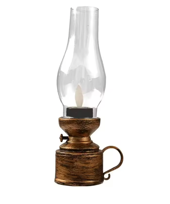 Retro dekorativní stolní LED lampa ve stylu olejové lampy