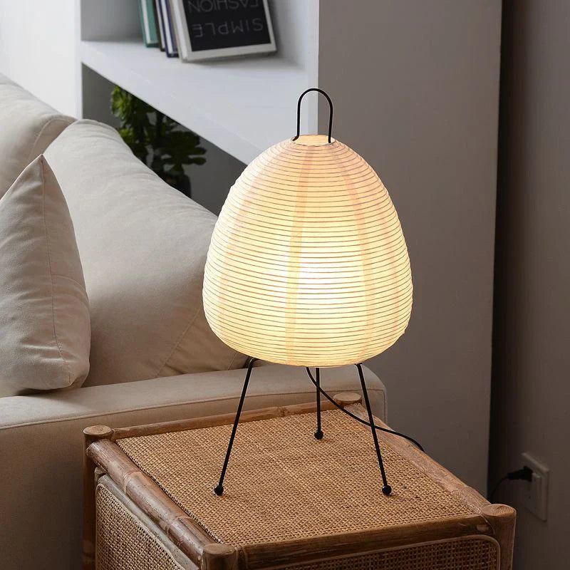 Japonská dekorativní stolní lampa ve stylu Noguchiho s náladovým LED osvětlením