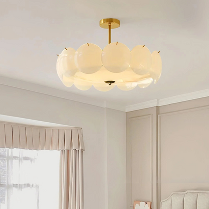 Lampă de tavan LED rotundă, realizată manual, cu discuri decorative