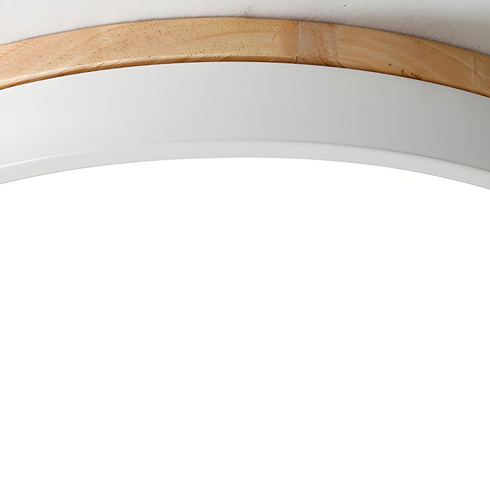 Drewniana Lampa Sufitowa Okrągła do Salonu Płaska Angle