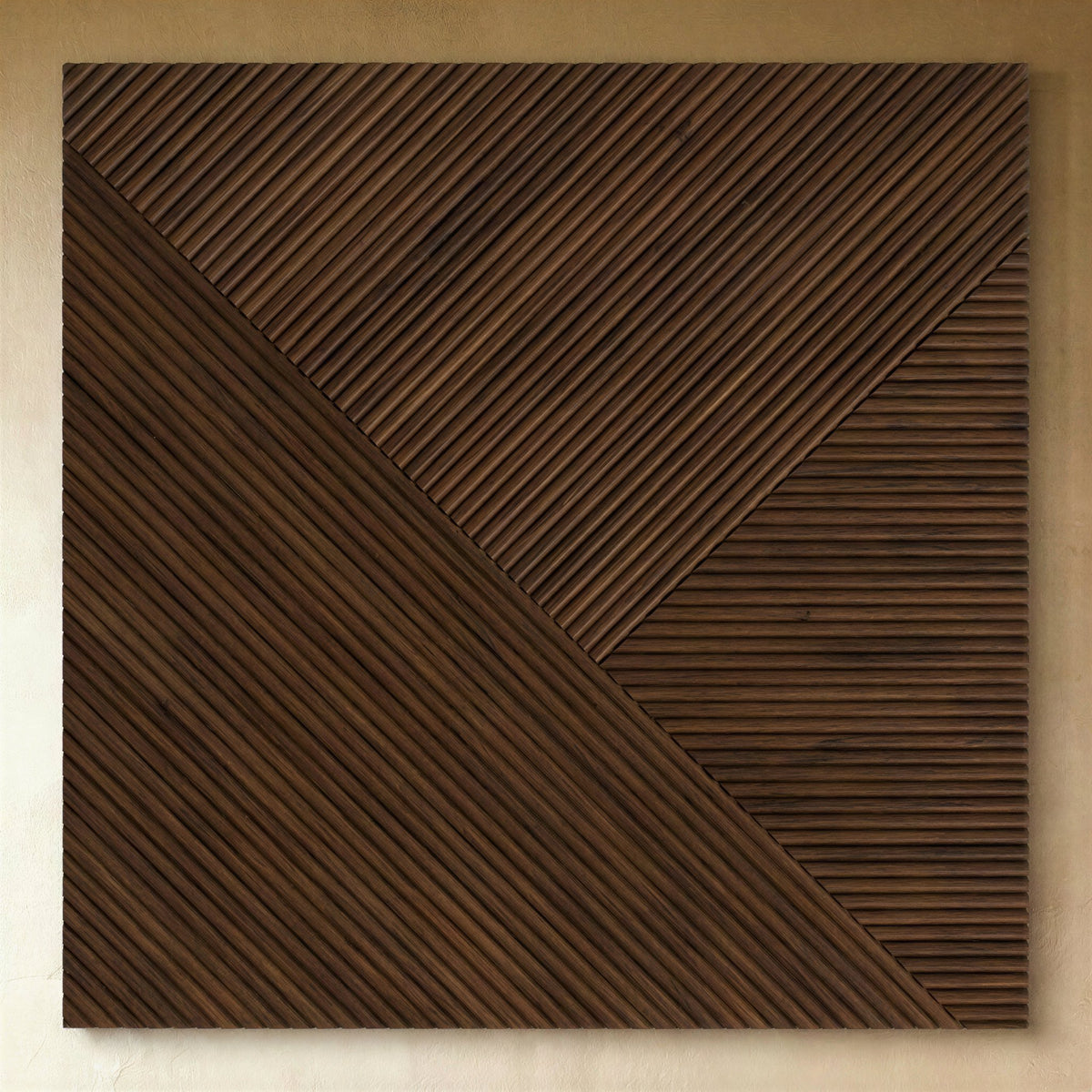 Drewniany Geometryczny Panel Ścienny z Ryflowaniem Angle