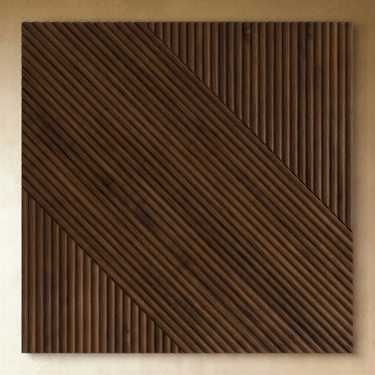 Drewniany Geometryczny Panel Ścienny z Ryflowaniem Close Up