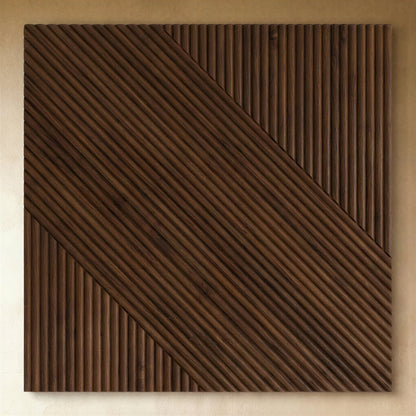 Drewniany Geometryczny Panel Ścienny z Ryflowaniem Close Up