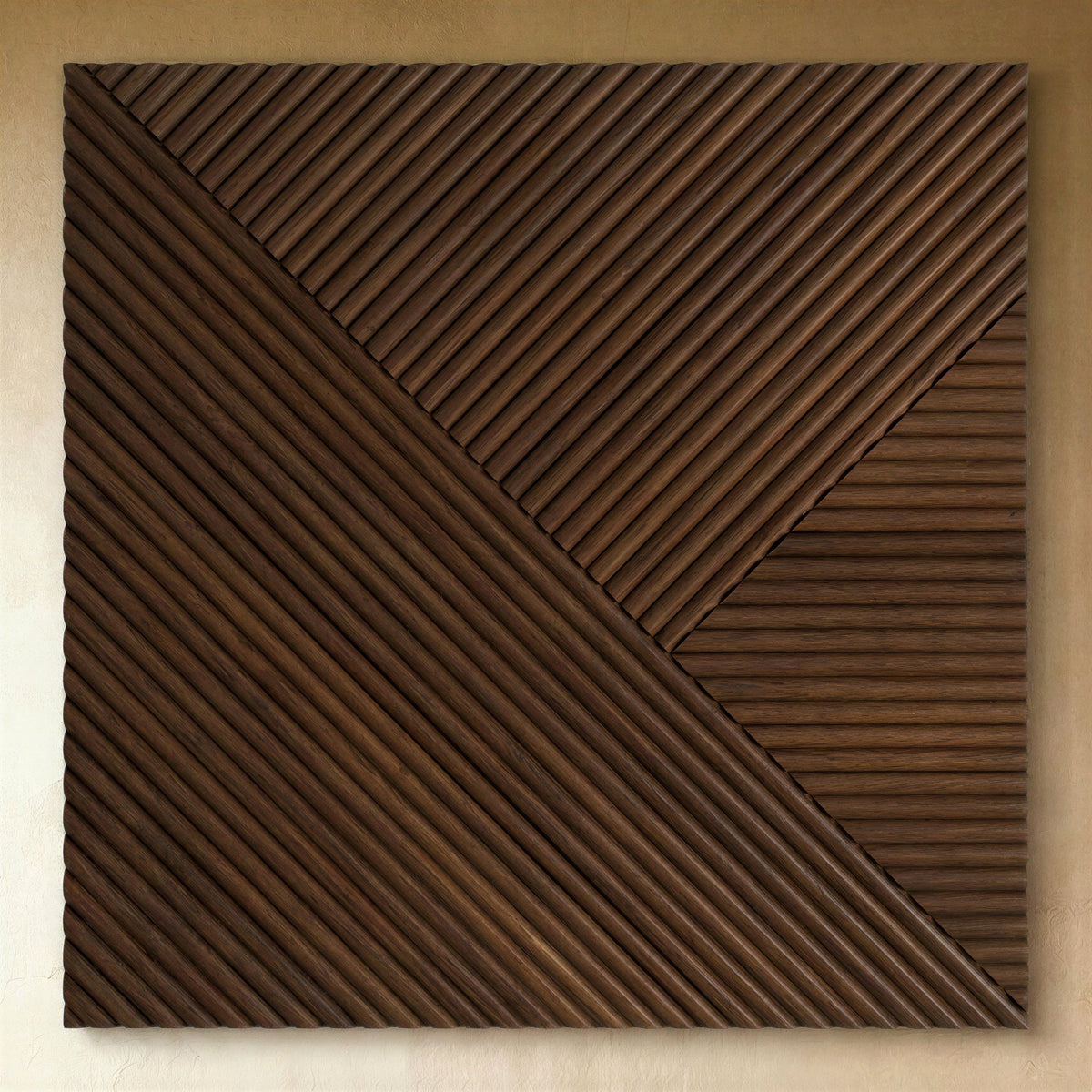 Drewniany Geometryczny Panel Ścienny z Ryflowaniem Lifestyle