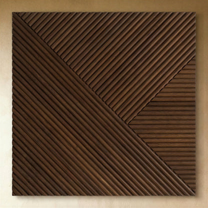 Drewniany Geometryczny Panel Ścienny z Ryflowaniem Lifestyle