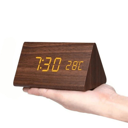 Drewniany Zegar LED WoodSense Sterowany Głosem Hero