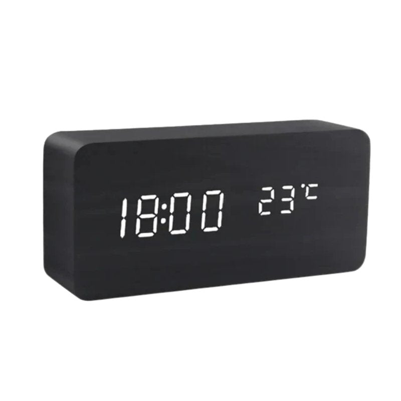 Drewniany Zegar LED WoodSense Sterowany Głosem View 12