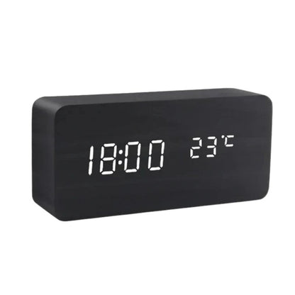 Drewniany Zegar LED WoodSense Sterowany Głosem View 12