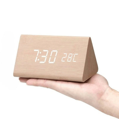 Drewniany Zegar LED WoodSense Sterowany Głosem View 15