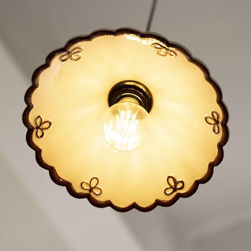 Francuska Ceramiczna Stożkowa Lampa Wisząca Vintage Angle