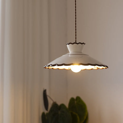 Francuska Ceramiczna Stożkowa Lampa Wisząca Vintage Full
