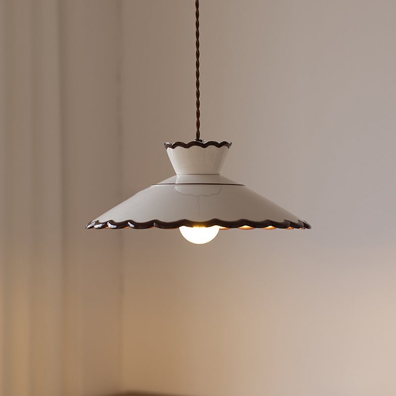 Francuska Ceramiczna Stożkowa Lampa Wisząca Vintage View 12