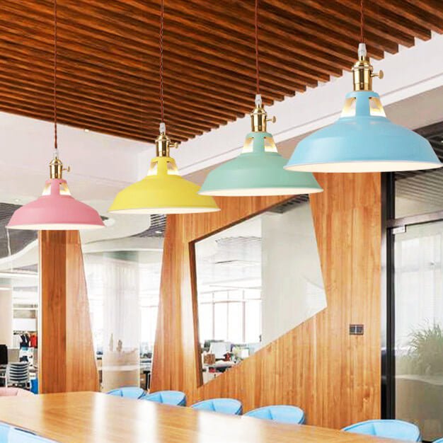 Industrialna Kolorowa Lampa Wisząca z Kloszem Stodoła Back