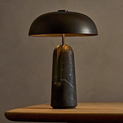Japońska Lampa Stołowa Trawertyn Marmur Grzyb Front