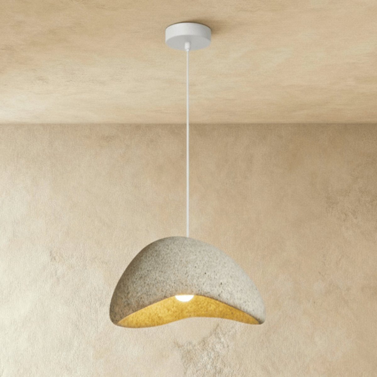 Japońska Lampa Wisząca Piaskowa Organiczna Forma Full