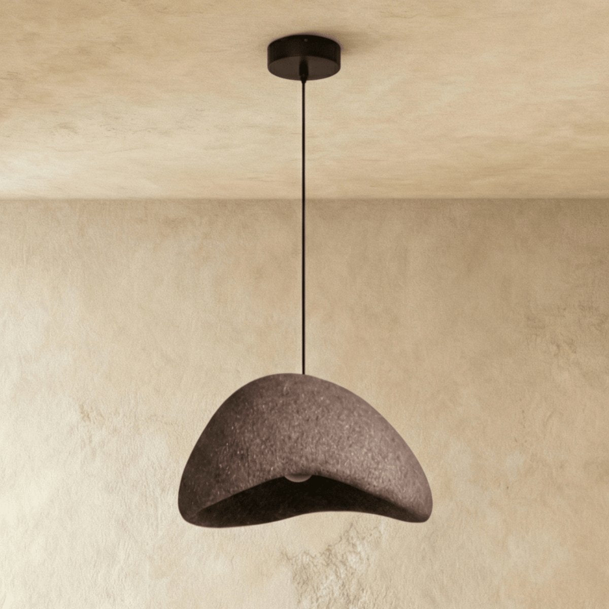 Japońska Lampa Wisząca Piaskowa Organiczna Forma View 12