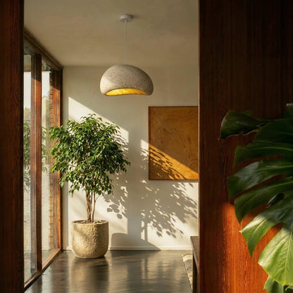 Japońska Lampa Wisząca Piaskowa Organiczna Forma View 18