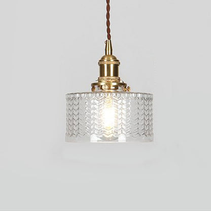 Japońska Mosiężna Szklana Lampa Wisząca Słoik Okrągła Close Up