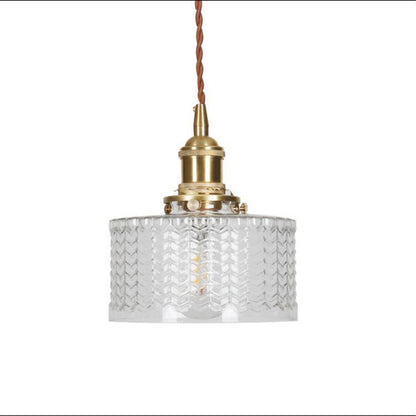 Japońska Mosiężna Szklana Lampa Wisząca Słoik Okrągła Full