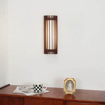 Japońska Orzechowa Wewnętrzna Lampa Ścienna Drewniana Angle