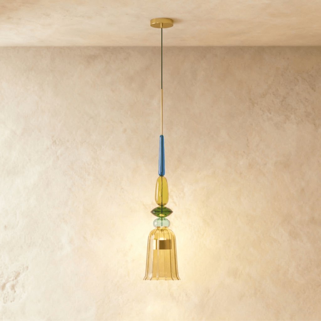 Kolorowa Szklana Lampa Wisząca z Witrażem Lifestyle