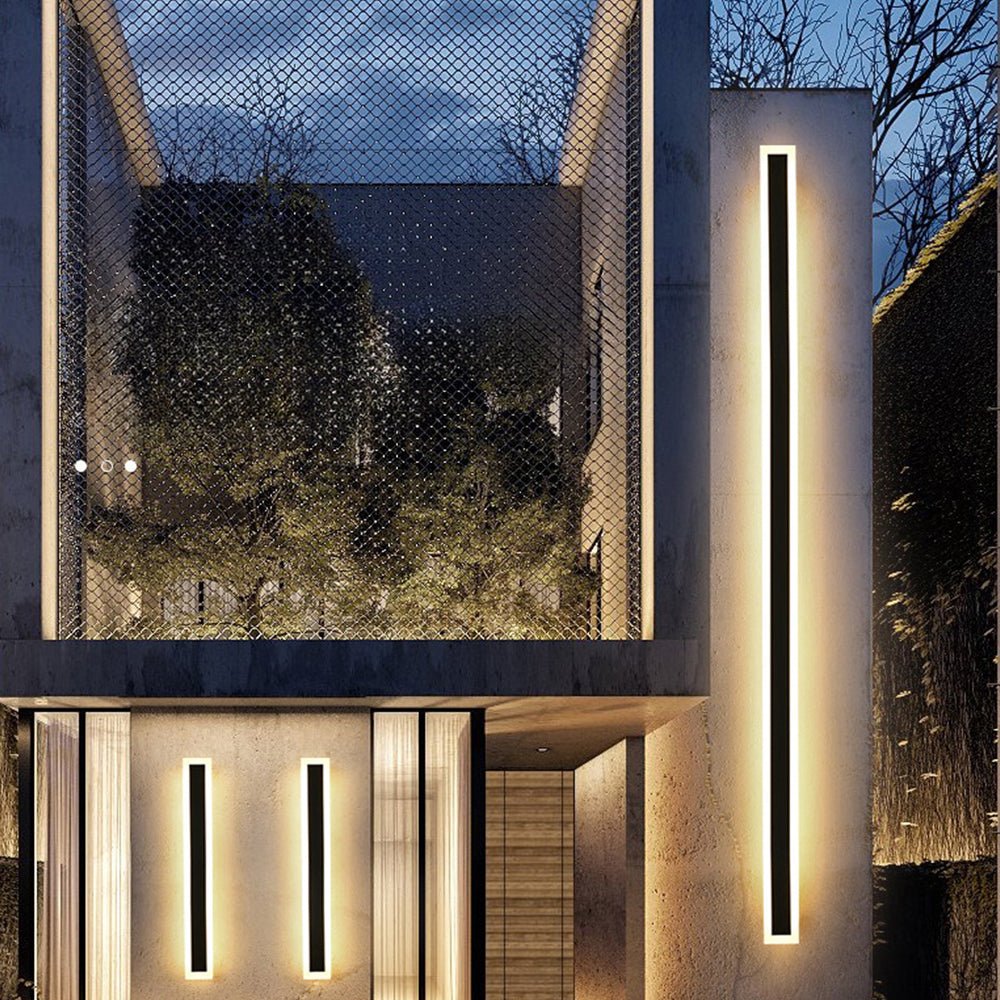 Minimalistyczna Akrylowa Zewnętrzna Lampa Ścienna LED IP65 Czarna Lifestyle
