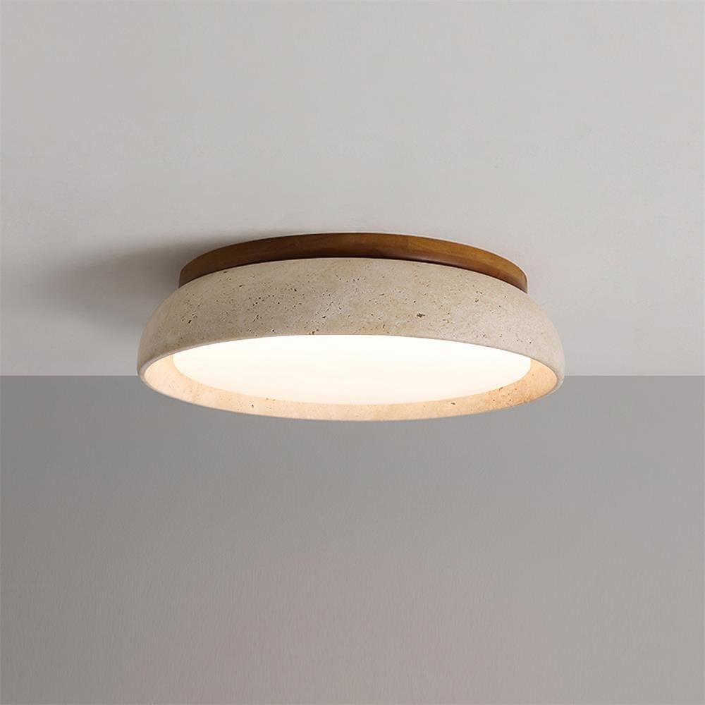 Minimalistyczna Lampa Sufitowa z Trawertyny Okrągła Alternate